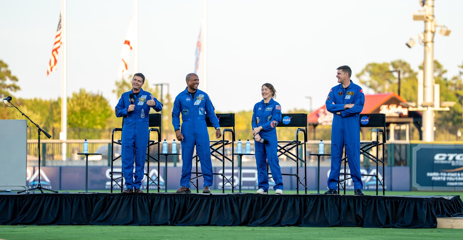 The crew of NASA’s Artemis II mission – NASA astronauts Reid Wiseman, Victor Glover, and Christina Koch, and CSA (Canadian Space Agency) astronaut Jeremy Hansen –visited Huntsville, Alabama, Monday, Aug. 31, where they joined thousands of attendees for a special public event celebrating their historic mission. Held at Toyota Field in Madison, Alabama, the event gave the crew an opportunity to share firsthand experiences from their journey, reflect on their time in space, and connect with the community through an engaging question-and-answer session.